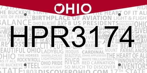 HPR3174 Ohio License Plate