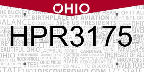 HPR3175 Ohio License Plate