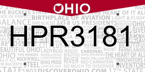 HPR3181 Ohio License Plate