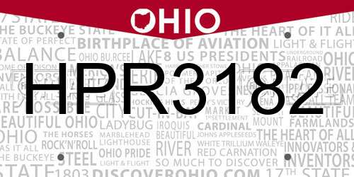 HPR3182 Ohio License Plate