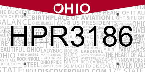 HPR3186 Ohio License Plate