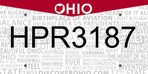 HPR3187 Ohio License Plate