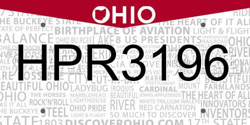 HPR3196 Ohio License Plate
