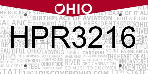 HPR3216 Ohio License Plate