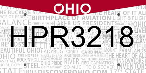 HPR3218 Ohio License Plate