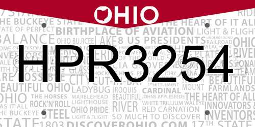 HPR3254 Ohio License Plate