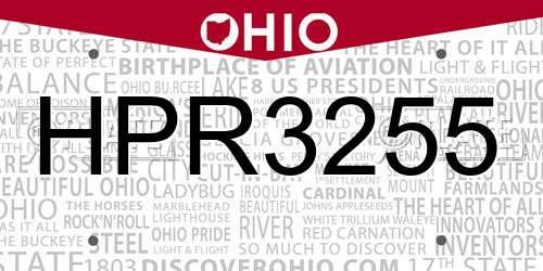 HPR3255 Ohio License Plate