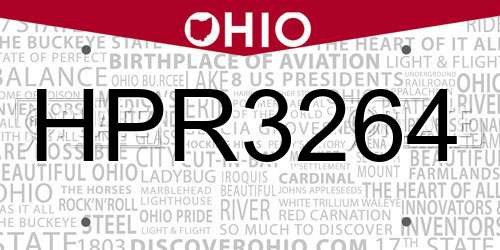 HPR3264 Ohio License Plate