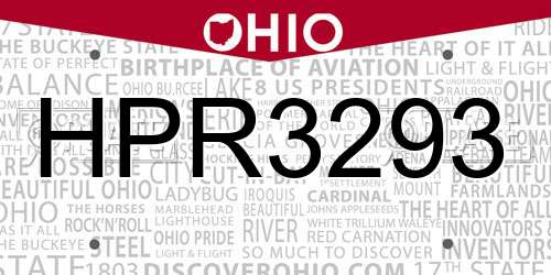 HPR3293 Ohio License Plate