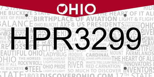 HPR3299 Ohio License Plate