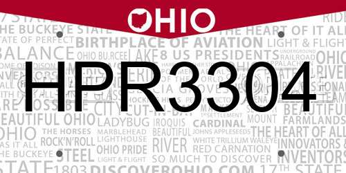 HPR3304 Ohio License Plate