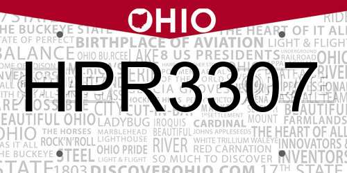 HPR3307 Ohio License Plate