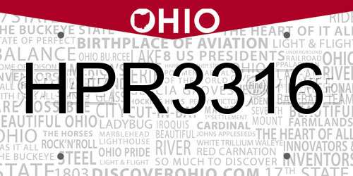 HPR3316 Ohio License Plate