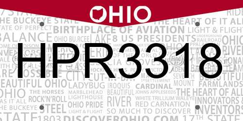 HPR3318 Ohio License Plate