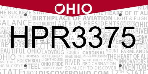 HPR3375 Ohio License Plate