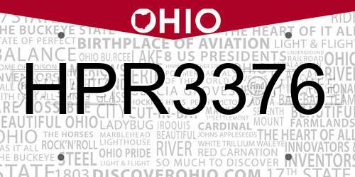 HPR3376 Ohio License Plate