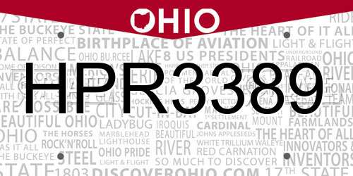 HPR3389 Ohio License Plate
