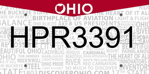 HPR3391 Ohio License Plate
