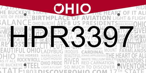 HPR3397 Ohio License Plate