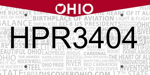 HPR3404 Ohio License Plate