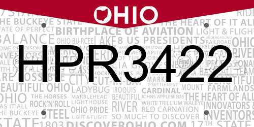 HPR3422 Ohio License Plate