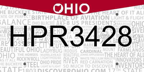HPR3428 Ohio License Plate