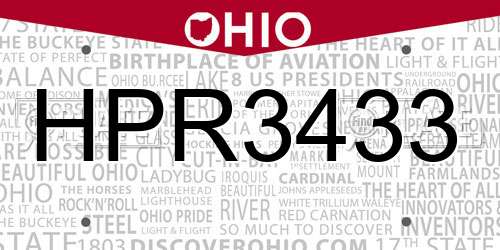 HPR3433 Ohio License Plate