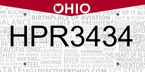 HPR3434 Ohio License Plate