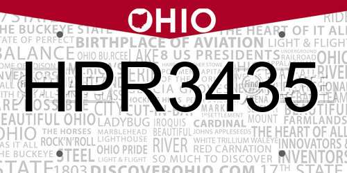 HPR3435 Ohio License Plate