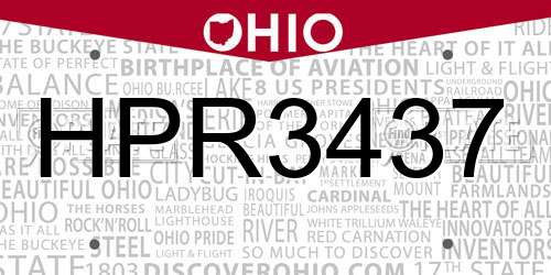 HPR3437 Ohio License Plate