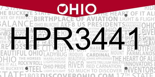 HPR3441 Ohio License Plate
