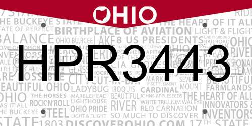 HPR3443 Ohio License Plate