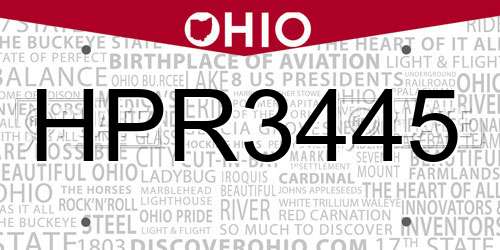 HPR3445 Ohio License Plate