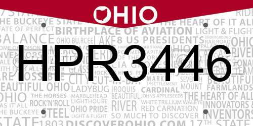 HPR3446 Ohio License Plate