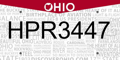 HPR3447 Ohio License Plate