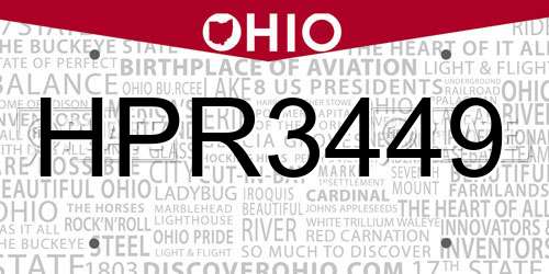 HPR3449 Ohio License Plate