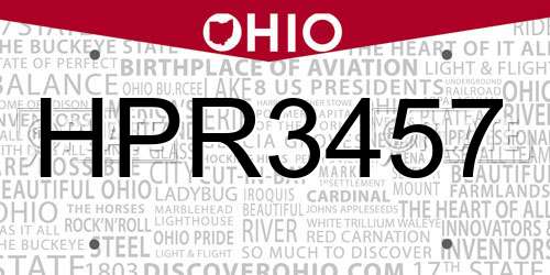 HPR3457 Ohio License Plate