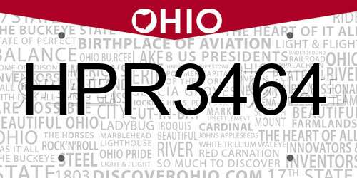 HPR3464 Ohio License Plate