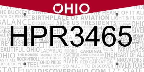 HPR3465 Ohio License Plate
