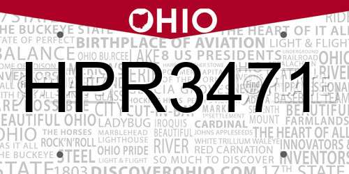 HPR3471 Ohio License Plate