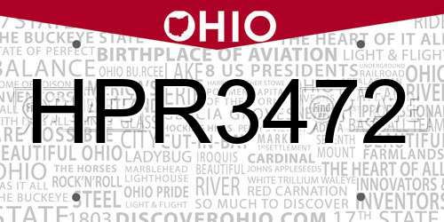HPR3472 Ohio License Plate