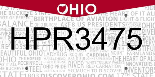 HPR3475 Ohio License Plate