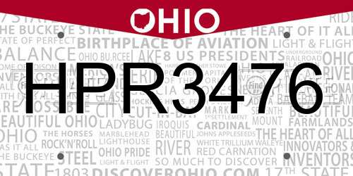 HPR3476 Ohio License Plate