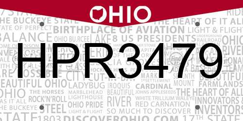 HPR3479 Ohio License Plate