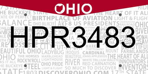 HPR3483 Ohio License Plate