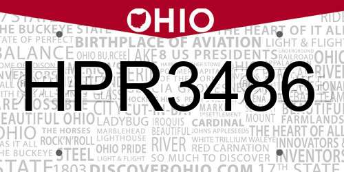 HPR3486 Ohio License Plate