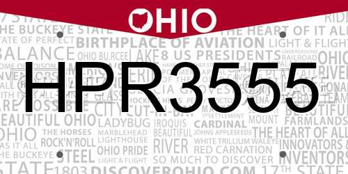 HPR3555 Ohio License Plate