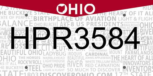 HPR3584 Ohio License Plate