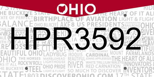 HPR3592 Ohio License Plate