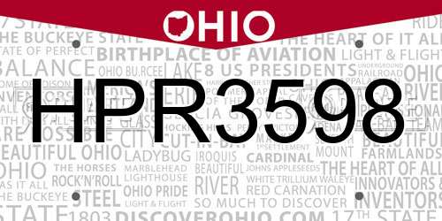 HPR3598 Ohio License Plate